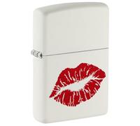 Zippo Briquet tempête Kiss, baiser, blanc mat, image couleur, rechargeable, réutilisable, design coupe-vent, boîte cadeau, fabriqué aux États-Unis
