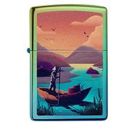 Zippo - Design de Bateau Feuille, Image en Couleur - Bleu-Vert hautement Poli - Briquet tempête, Rechargeable, dans Une boîte Cadeau de qualité High Polish Teal 49191-085658 Taille Unique