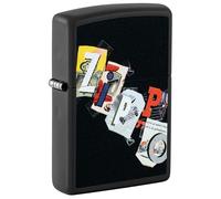 Zippo Briquet tempête Letters, lettres, noir mat, image couleur, rechargeable, réutilisable, design coupe-vent, boîte cadeau, fabriqué aux États-Unis