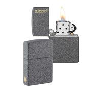 Zippo Briquet Tempête - Logo & Design Flamme - Iron Stone - Rechargeable - Réutilisable - Design Coupe-Vent - Coffret Cadeau Fabriqué aux États-Unis - Exclusivité Amazon