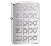 Zippo Briquet Tempête Logo répété, Chrome brossé | Le logo Zippo répété en filigrane sur chrome brossé. Pour un amateur de la marque.