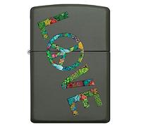 Zippo Briquet Tempête - Love Peace Nature - Finition Verte Mate avec Color Image - Rechargeable - Réutilisable - Design Coupe-Vent - Coffret Cadeau - Fabriqué aux États-Unis