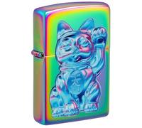 Zippo Briquet tempête Lucky Cat, Chat Porte-Bonheur, Multicolore, Image Couleur, Rechargeable, réutilisable, Design Coupe-Vent, boîte Cadeau, fabriqué aux États-Unis