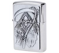Zippo Briquet tempête Malédiction du Faucheur 50810022 – Chrome brossé, coupe-vent, rechargeable