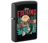 Zippo Briquet Tempête - Model Gone Fishing - Finition Noire Mate avec Color Image - Rechargeable - Réutilisable - Design Coupe-Vent - Coffret Cadeau - Fabriqué aux États-Unis