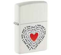 Zippo Briquet Tempête - Model I Love You - Finition Blanche Mate avec Color Image - Rechargeable - Réutilisable - Design Coupe-Vent - Coffret Cadeau Fabriqué aux États-Unis