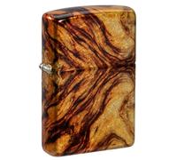 Zippo Briquet Tempête - Model Wood - Or & Marron, Finition Laiton Vieilli avec 540 Fusion - Rechargeable - Réutilisable - Design Coupe-Vent - Coffret Cadeau - Fabriqué aux États-Unis