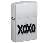 Zippo Briquet Zippo Windproof - XOXO Design Satin Chrome - Rechargeable à Vie - Boîte Cadeau - Construction métallique - Fabriqué aux USA