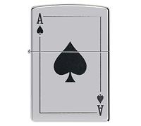 Zippo Briquet Tempête - Modèle As de Pique - Finition Chrome Poli Brillant avec Color Image - Rechargeable - Réutilisable - Design Coupe-Vent - Coffret Cadeau - Fabriqué aux États-Unis