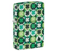 Zippo Design Trèfle - Brille dans Le Noir - Vert Mat - Briquet de Poche