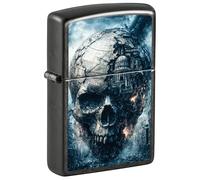 Zippo Briquet Tempête - Modèle Crâne Fissuré, Gris - Rechargeable - Réutilisable - Design Coupe-Vent - Coffret Cadeau - Fabriqué aux États-Unis