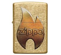 Zippo Briquet Tempête - Modèle Flamme Dorée - Laiton Poli avec Color Image - Rechargeable - Réutilisable - Design Coupe-Vent - Coffret Cadeau - Fabriqué aux États-Unis