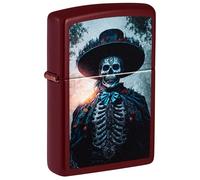 Zippo Briquet Tempête - Modèle Homme du Jour des Morts, Merlot - Rechargeable - Réutilisable - Design Coupe-Vent - Coffret Cadeau - Fabriqué aux États-Unis