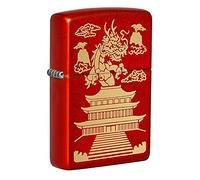Zippo Briquet Tempête - Modèle Oriental - Finition Rouge Lique avec Color Image - Rechargeable - Réutilisable - Design Coupe-Vent - Coffret Cadeau - Fabriqué aux États-Unis