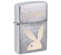 ZIPPO - Playboy Design - Laser Engrave - Brushed Chrome - Essence Briquet Coupe-Vent, Rechargeable, dans Une boîte Cadeau de Haute qualité