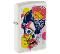 Zippo Briquet Tempête - Mosaic Skull Model - Blanc Mat, Color Image - Rechargeable - Réutilisable - Design Coupe-Vent - Coffret Cadeau - Fabriqué aux États-Unis