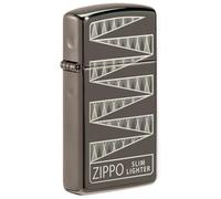 Zippo - Briquet Tempête Motif 65th Anniversary Slim Collectible, Noir (Black Ice), Impression Gravure Laser/Fancy Fill, Rechargeable, Réutilisable, Coupe-Vent, Coffret Cadeau, Fabriqué Aux États-Unis