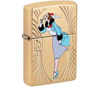 Zippo - Briquet Tempête Motif 85th Anniversary Windy, Armor Laiton Poli, Impression Deep Carve/Color Image, Rechargeable, Réutilisable, Coupe-vent, Coffret Cadeau, Fabriqué Aux États-Unis