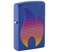 Zippo - Briquet Tempête Motif Arc-en-Ciel Rétro, Bleu Roi Mat, Impression Color Image, Rechargeable, Réutilisable, Coupe-Vent, Coffret Cadeau, Fabriqué Aux États-Unis
