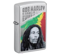 Zippo – Briquet tempête Bob Marley – Chrome satiné, Rechargeable, Coupe-vent