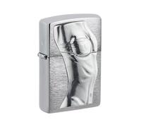 Zippo - Briquet Tempête Motif Buste De Femme 3D, Chrome Brossé, Impression Emblem Attached, Rechargeable, Réutilisable, Coupe-Vent, Coffret Cadeau, Fabriqué Aux États-Unis