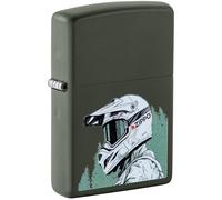 Zippo - Briquet tempête, Motif Casque, Vert Mat, Impression colorée Color Image, Rechargeable, réutilisable, Coupe-Vent, boîte Cadeau, fabriqué aux États-Unis