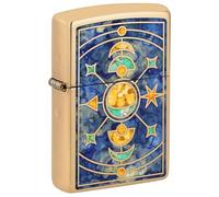 Zippo - Briquet Tempête Motif Constellation, Laiton Poli, Impression Fusion, Rechargeable, Réutilisable, Coupe-Vent, Coffret Cadeau, Fabriqué Aux États-Unis