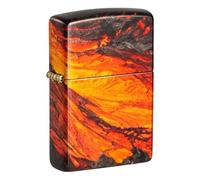 Zippo - Briquet Tempête Motif Coulée de Lave, 540° Laiton Vieilli, Impression Fusion, Rechargeable, Réutilisable, Coupe-Vent, Coffret Cadeau, Fabriqué Aux États-Unis