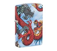Zippo - Briquet tempête motif dragon, impression colorée à 540° Color Image, rechargeable, réutilisable, coupe-vent, boîte cadeau, fabriqué aux États-Unis
