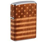Zippo - Briquet Tempête Motif Drapeau Américain De Woodchuck, Street Chrome, Impression Emblem Attached, Rechargeable, Réutilisable, Coupe-Vent, Coffret Cadeau, Fabriqué Aux États-Unis