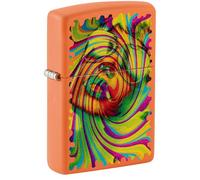 Zippo - Briquet Tempête Motif Femme Et Lunettes De Soleil, Orange Mat, Impression Color Image, Rechargeable, Réutilisable, Coupe-Vent, Coffret Cadeau, Fabriqué Aux États-Unis