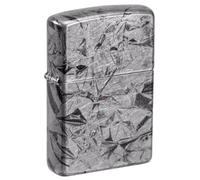 Zippo - Briquet Tempête Motif Feuille D'Aluminium, 540° Chrome Vieilli, Impression Fusion, Rechargeable, Réutilisable, Coupe-vent, Coffret Cadeau, Fabriqué Aux États-Unis