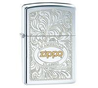 Zippo - Briquet tempête, Motif Filigrane, chromé Haute Brillance, Gravure Laser Bicolore (Laser Two-Tone), Rechargeable, réutilisable, Coupe-Vent, boîte Cadeau, fabriqué aux États-Unis