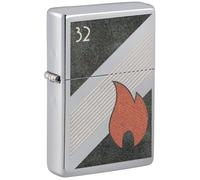 Zippo - Briquet Tempête Motif Flamme Rétro 1932, Vintage Chrome Poli, Impression Color Image, Rechargeable, Réutilisable, Coupe-vent, Coffret Cadeau, Fabriqué Aux États-Unis