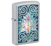 Zippo Fusion Briquet de Poche en Chrome Poli Motif Fleur de Lotus