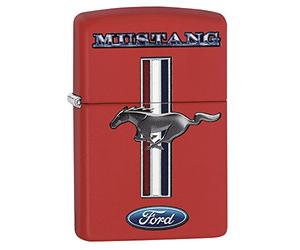 Zippo - Briquet tempête Motif Ford Mustang, Rouge Mat, Impression colorée Color Image, Rechargeable, réutilisable, Coupe-Vent, boîte Cadeau, fabriqué aux États-Unis