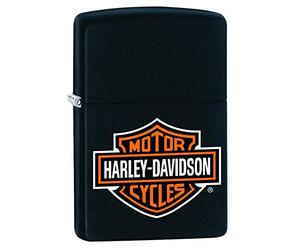 Zippo - Briquet tempête Motif Harley-Davidson Bar & Shield Noir Mat, Impression colorée Color Image, Rechargeable, réutilisable, Coupe-Vent, boîte Cadeau, fabriqué aux États-Unis