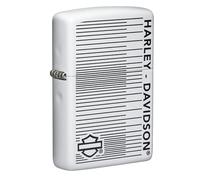 Zippo - Briquet Tempête Motif Harley Davidson, Blanc Mat, Impression Color Image, Rechargeable, Réutilisable, Coupe-Vent, Coffret Cadeau, Fabriqué Aux États-Unis