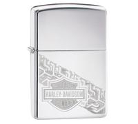 Zippo - Briquet Tempête Motif Harley Davidson, Chrome Poli, Impression Double Lustre, Rechargeable, Réutilisable, Coupe-vent, Coffret Cadeau, Fabriqué Aux États-Unis
