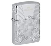 Zippo - Briquet Tempête Motif Harley Davidson Collectible, Chrome Poli, Impression MultiCut/Epoxy Inlay, Rechargeable, Réutilisable, Coupe-Vent, Coffret Cadeau, Fabriqué Aux États-Unis