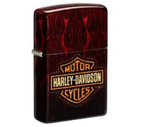 Zippo - Briquet Tempête Motif Harley Davidson Et flammes, 540° Laiton Vieilli, Fusion, Rechargeable, Réutilisable, Coupe-vent, Coffret Cadeau, Fabriqué Aux États-Unis