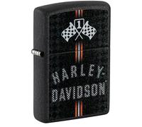 Zippo - Briquet Tempête Motif Harley Davidson, Noir Craquelé (Black Crackle), Impression Color Image, Rechargeable, Réutilisable, Coupe-vent, Coffret Cadeau, Fabriqué Aux États-Unis