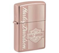 Zippo - Briquet Tempête Motif Harley Davidson, Or Rose Poli, Gravure Laser, Rechargeable, Réutilisable, Coupe-Vent, Coffret Cadeau, Fabriqué Aux États-Unis