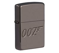 Zippo - Briquet tempête motif James Bond 007, noir (Black Ice), gravure profonde Deep Carve, rechargeable, réutilisable, design coupe-vent, boîte cadeau, fabriqué aux États-Unis
