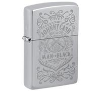 Zippo - Briquet Tempête Motif Johnny Cash, Chrome Poli, Impression Lustre, Rechargeable, Réutilisable, Coupe-Vent, Coffret Cadeau, Fabriqué Aux États-Unis