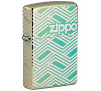 Zippo - Briquet Tempête Motif Laser Abstrait, Bleu Sarcelle Poli, Laser 360°, Rechargeable, Réutilisable, Coupe-Vent, Coffret Cadeau, Fabriqué Aux États-Unis