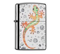 Zippo - Briquet tempête, motif lézard, chrome haute brillance, impression Fusion, rechargeable, réutilisable, design coupe-vent, boîte cadeau, fabriqué aux États-Unis