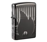 Zippo - Briquet Tempête Motif Logo, Flamme Et Pierre, Noir Poli, Photo Image 360°, Rechargeable, Réutilisable, Coupe-Vent, Coffret Cadeau, Fabriqué Aux États-Unis