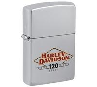 Zippo - Briquet Tempête Motif logo Harley Davidson, Chrome Poli, Impression Color Image, Rechargeable, Réutilisable, Coupe-vent, Coffret Cadeau, Fabriqué Aux États-Unis