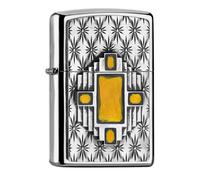 Zippo - Briquet Tempête Motif Losange Jaune, Chrome Poli, Impression Emblem, Rechargeable, Réutilisable, Coupe-vent, Coffret Cadeau, Fabriqué Aux États-Unis